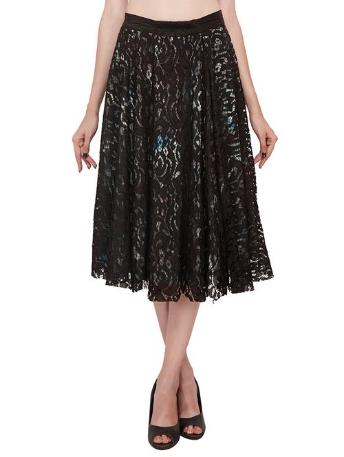 black lace printed skirt - 11335564 - Very Small Image - 1