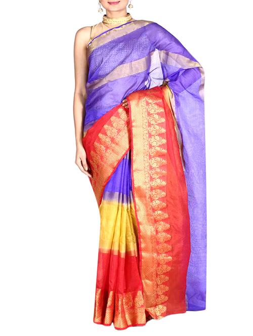 women's self design multi colored saree with blouse - 11335710 - Very Small Image - 1