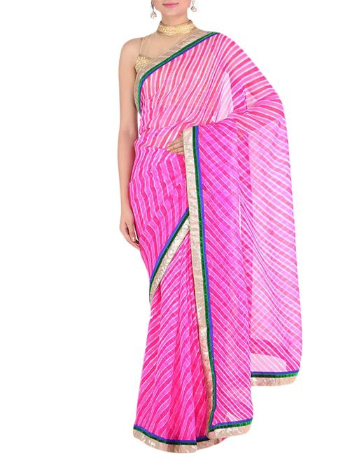 pink leheriya saree - 11335722 - Very Small Image - 1