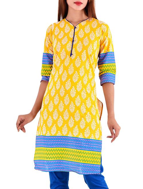 yellow cotton kurta - 11338455 - Very Small Image - 1