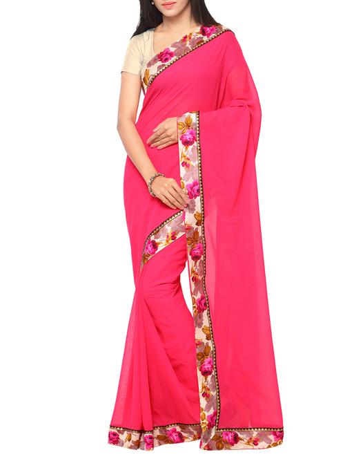 pink georgette saree with blouse - 11338635 - Very Small Image - 1