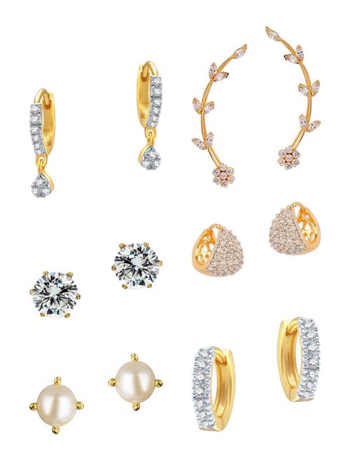 white gold plated studs (set of 6) earrings - 11347205 - Very Small Image - 1