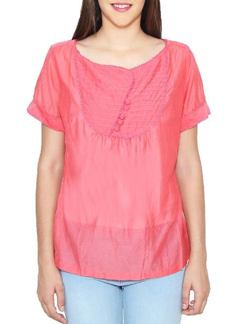 pink color, silk blend top - 11355734 - Very Small Image - 1
