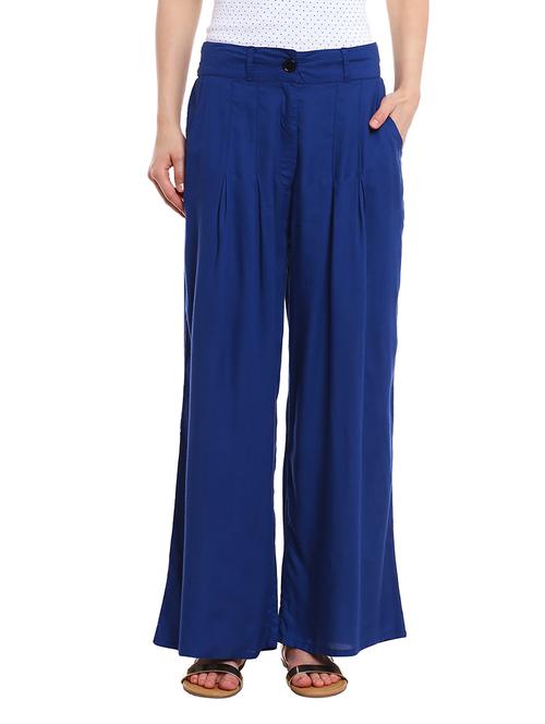 solid blue rayon palazzo - 11358578 - Very Small Image - 1