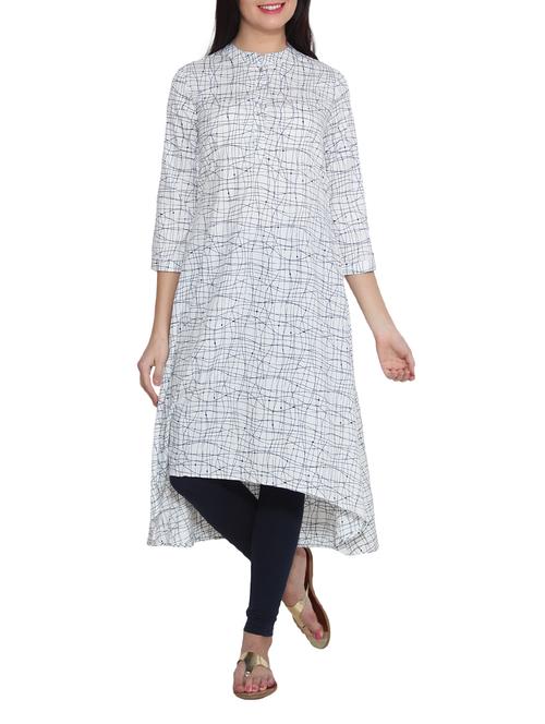 white printed crepe kurta - 11358586 - Very Small Image - 1