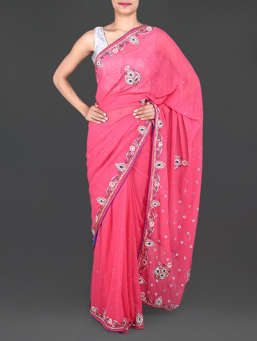 pink embellished chiffon saree - 1135868 - Very Small Image - 1