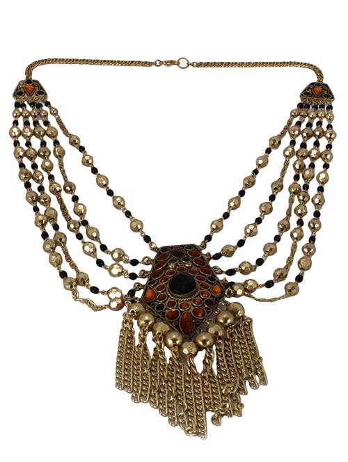 Gold Toned Embellished Metal Necklace - 11359037 - Very Small Image - 1