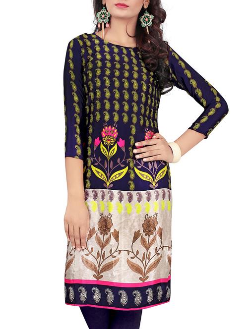 multi colored crepe straight kurta - 11360019 - Very Small Image - 1