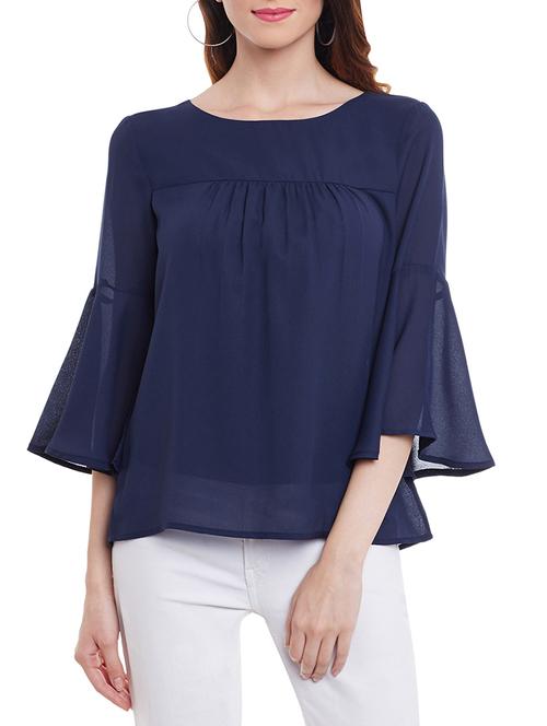 navy blue polyester regular top - 11360287 - Very Small Image - 1