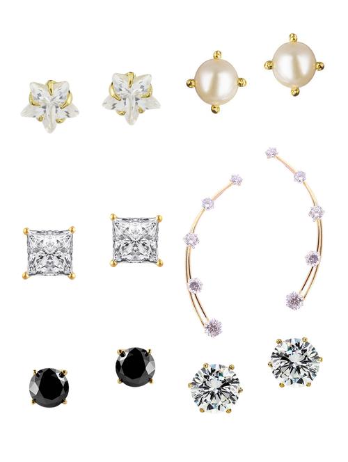 white gold plated studs (set of 6) earrings - 11360463 - Very Small Image - 1