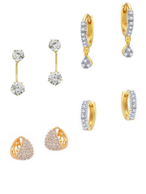 white gold plated studs earring - 11361153 - Very Small Image - 1