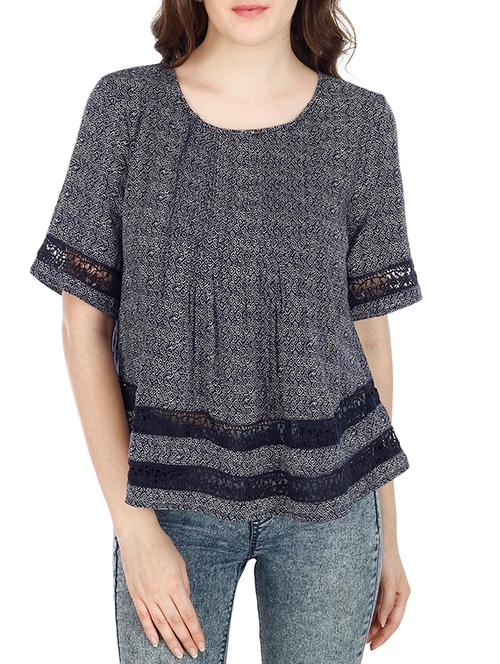 blue rayon printed top - 11362177 - Very Small Image - 1