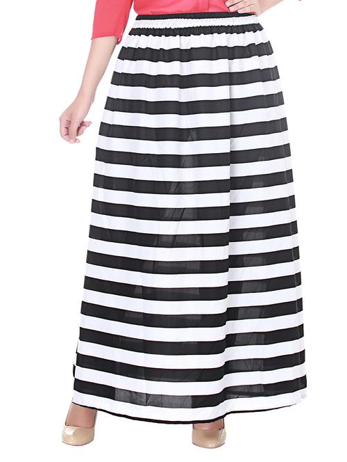 black polyester striped a-line skirt - 11362650 - Very Small Image - 1