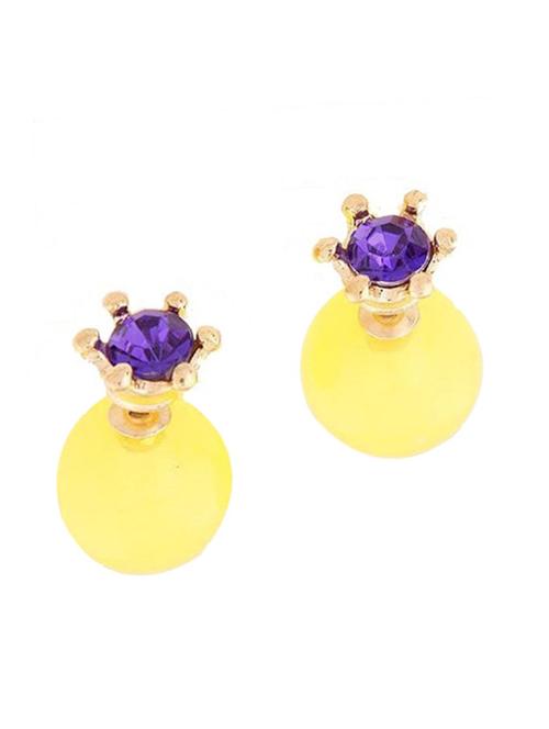 yellow purple color, stud earrings with stone embellishment - 11366821 - Very Small Image - 1