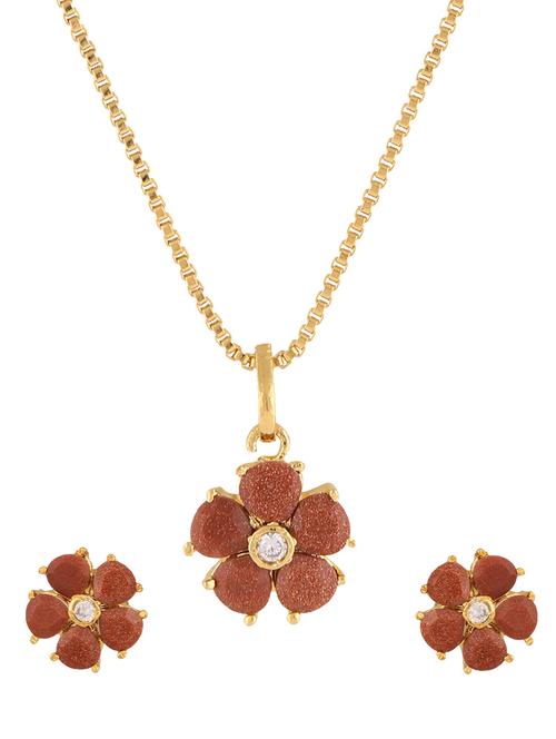 pink gold plated pendant and earrings - 11367031 - Very Small Image - 1