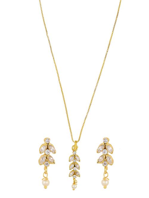 white gold plated pendant and earrings - 11367040 - Very Small Image - 1