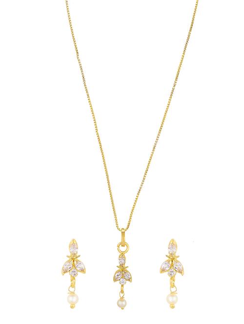 white gold plated pendant and earrings - 11367041 - Very Small Image - 1