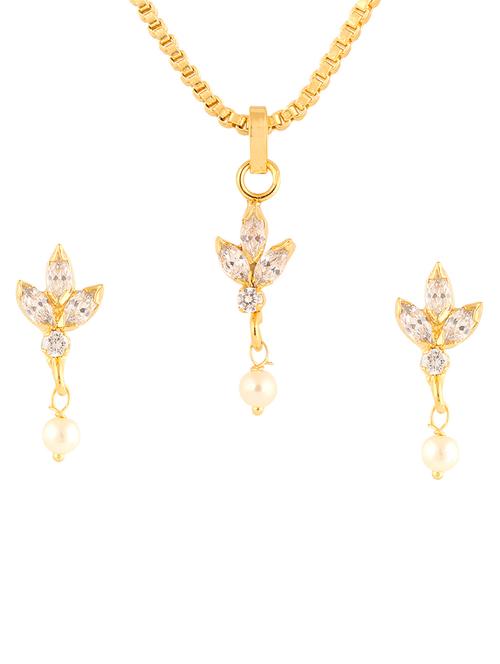 white gold plated pendant and earrings - 11367103 - Very Small Image - 1