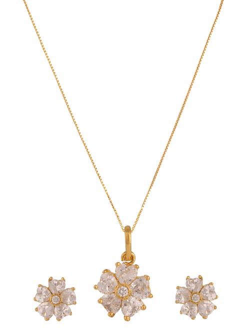 white gold plated pendant and earrings - 11367181 - Very Small Image - 1