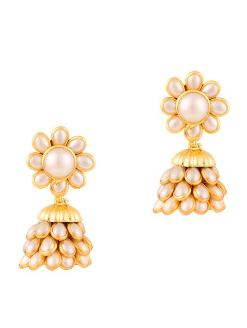 white gold plated jhumka earrings - 11368386 - Very Small Image - 1