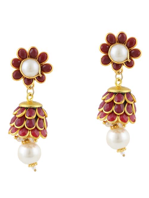 red gold plated drop earring - 11368410 - Very Small Image - 1