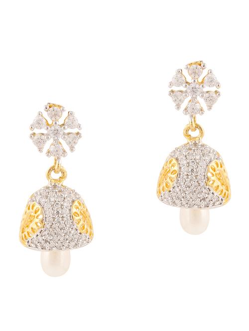 white gold plated jhumka earrings - 11368426 - Very Small Image - 1