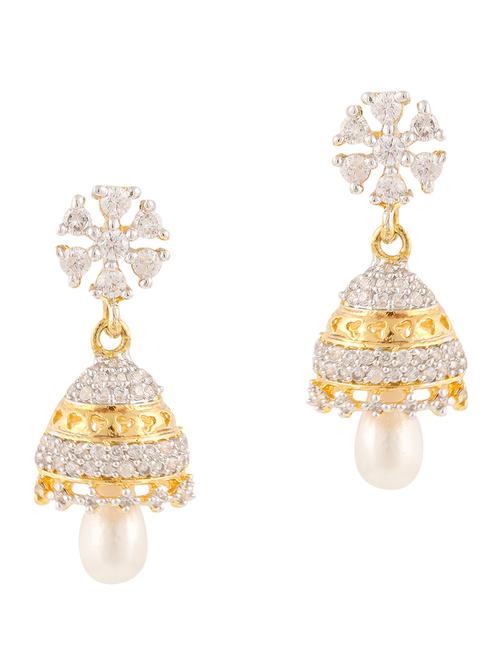 white gold plated drop earrings - 11368456 - Very Small Image - 1