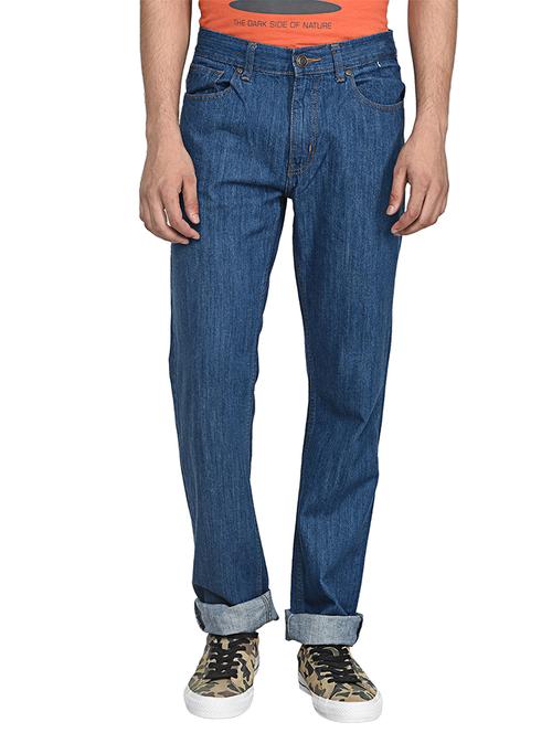 solid dark blue cotton jeans - 11368852 - Very Small Image - 1