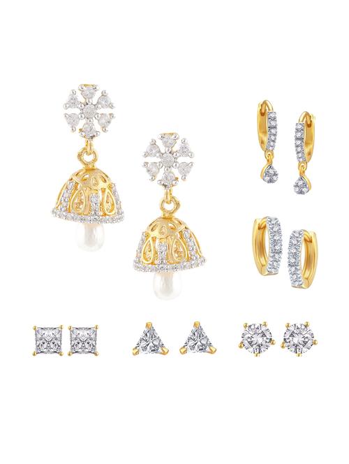 white gold plated drop (set of 6) earrings - 11369686 - Very Small Image - 1