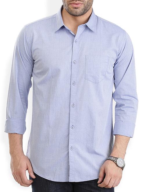 blue cotton casual shirt - 11370015 - Very Small Image - 1