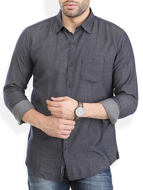 grey cotton casual shirt - 11370019 - Very Small Image - 1