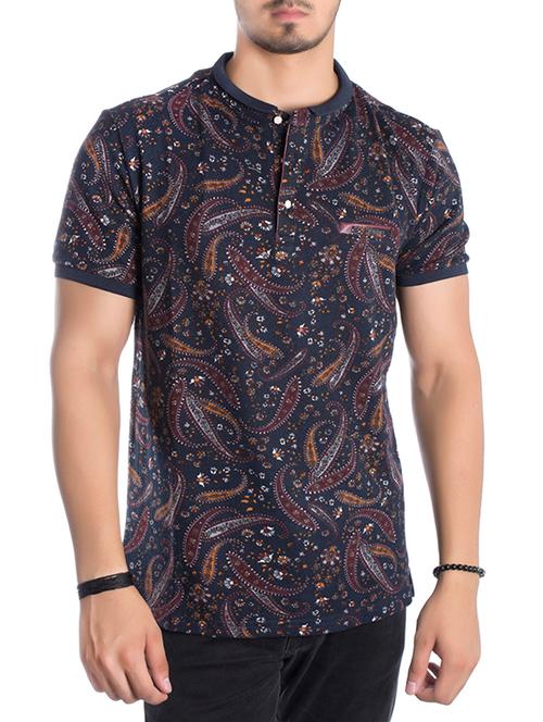 blue printed cotton t-shirt - 11376893 - Very Small Image - 1