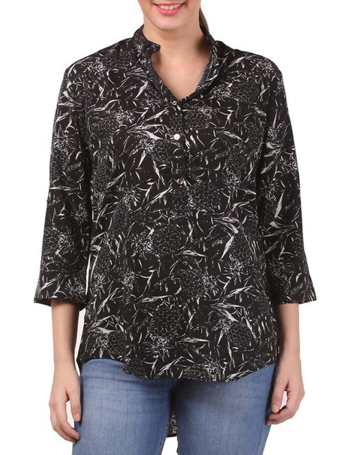 black crepe printed shirt - 11376904 - Very Small Image - 1