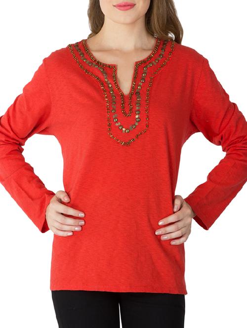 red cotton regular top - 11376987 - Very Small Image - 1