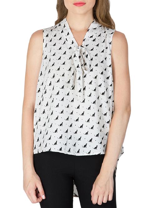 white colored printed top - 11377001 - Very Small Image - 1