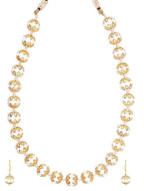 white gold plated necklaces and earring - 11380572 - Very Small Image - 1