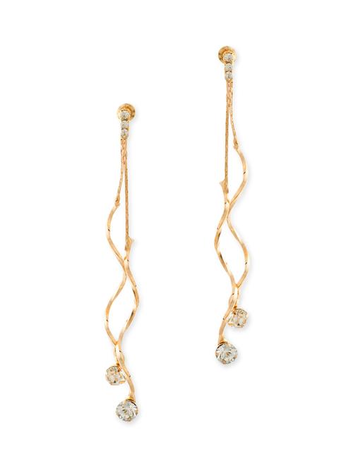 gold brass drop earrings - 11381611 - Very Small Image - 1