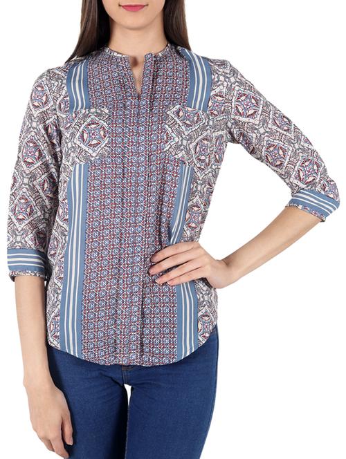 women's straight notch neck top - 11382185 - Very Small Image - 1