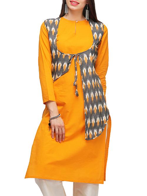 yellow cotton kurta - 11382357 - Very Small Image - 1