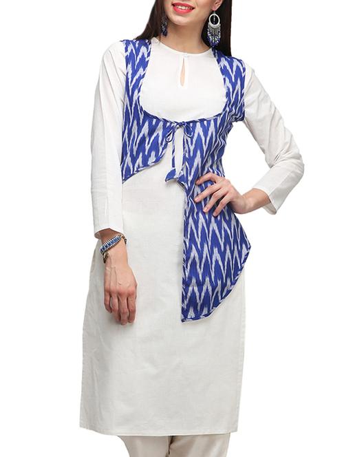 white cotton kurta - 11382358 - Very Small Image - 1