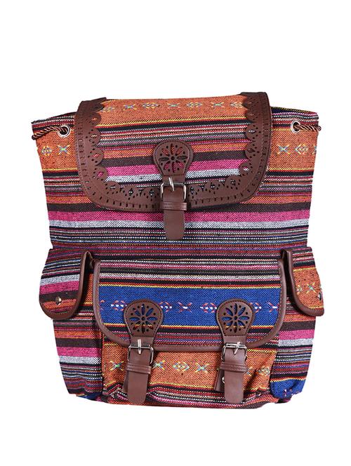 multi color, canvas printed backpack - 11383073 - Very Small Image - 1