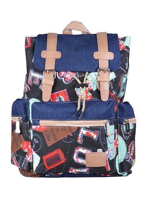 multi coloured canvas printed backpack - 11383079 - Very Small Image - 1