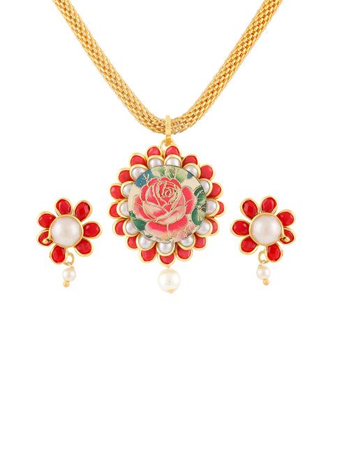 red gold plated pendants and earring - 11383407 - Very Small Image - 1