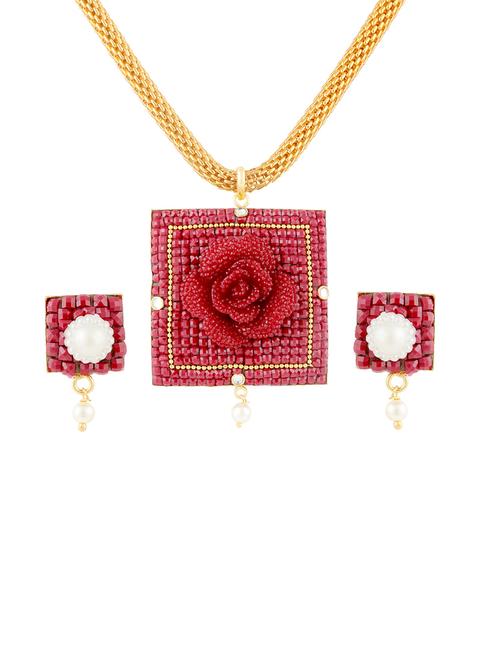 red gold plated pendants and earring - 11383438 - Very Small Image - 1