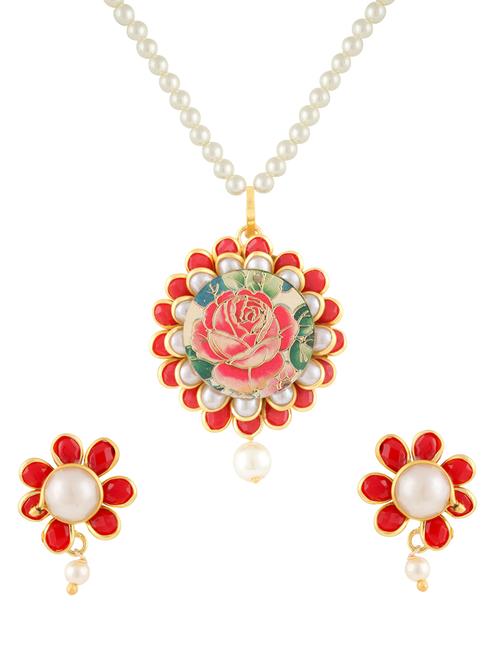 red gold plated pendants and earring - 11383492 - Very Small Image - 1