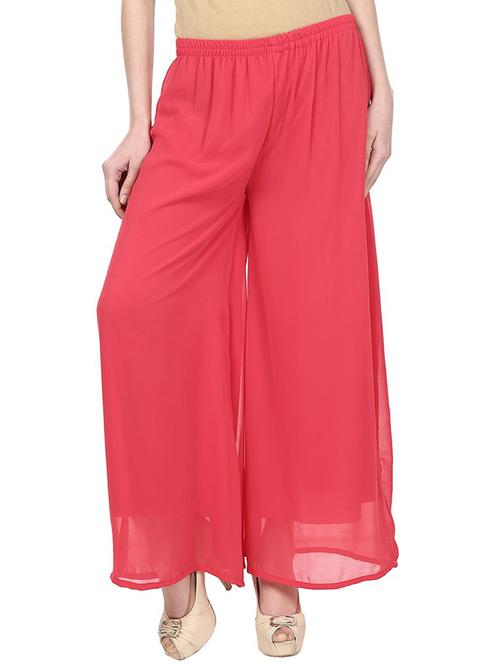 solid pink georgette palazzo - 11384292 - Very Small Image - 1