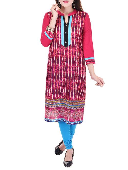 pink cotton printed kurta - 11385170 - Very Small Image - 1