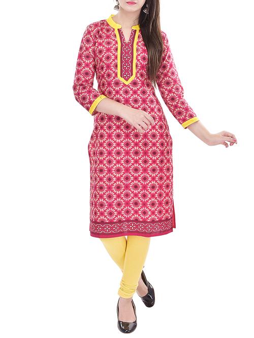 pink printed cotton kurta - 11385178 - Very Small Image - 1