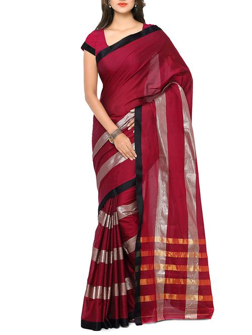 nanda silk mills pink & gold color cotton silk traditiona saree with unstitched blouse piece with blouse - 11390297 - Very Small Image - 1