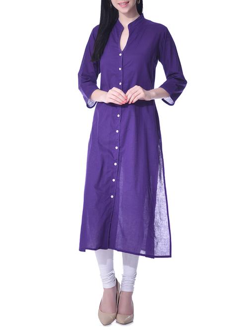 purple cotton kurta - 11392257 - Very Small Image - 1